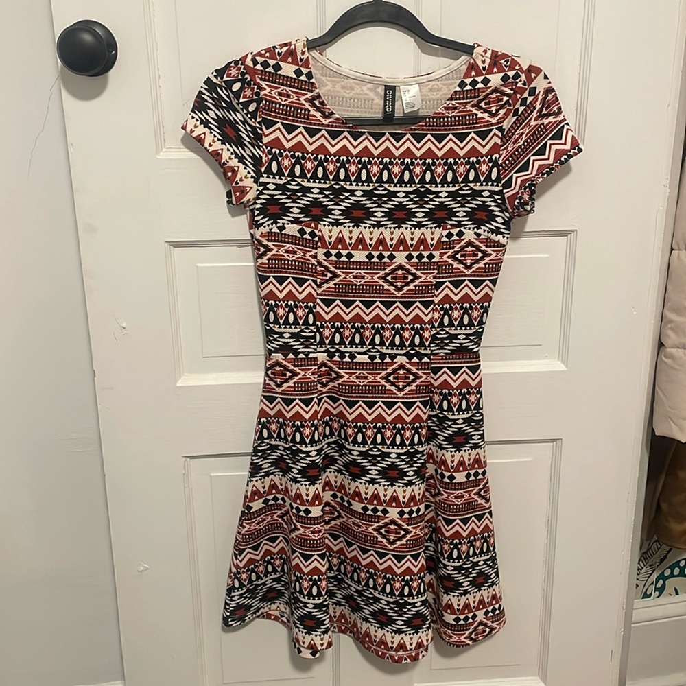 ☀️ Divided Southwestern Print Skater Dress